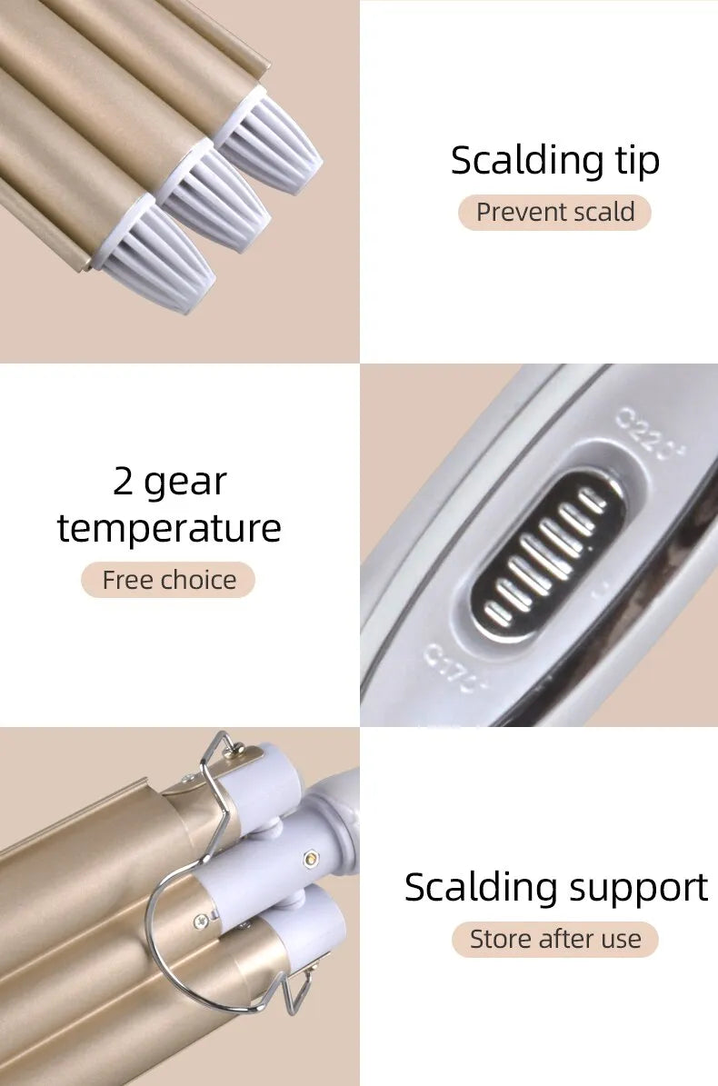 KM Professional Triple Barrel Crimp Curling Iron