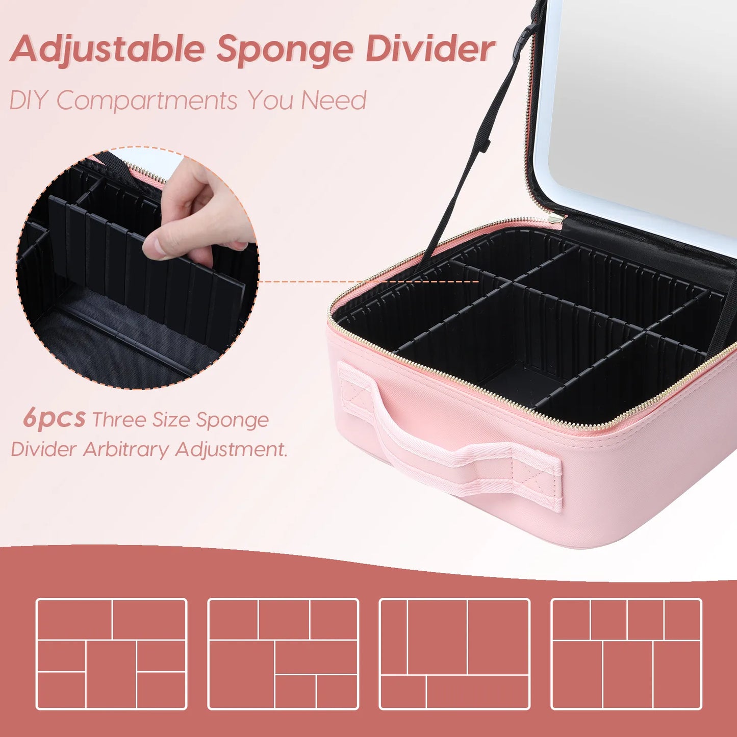 LED Mirror Cosmetic Travel Bag