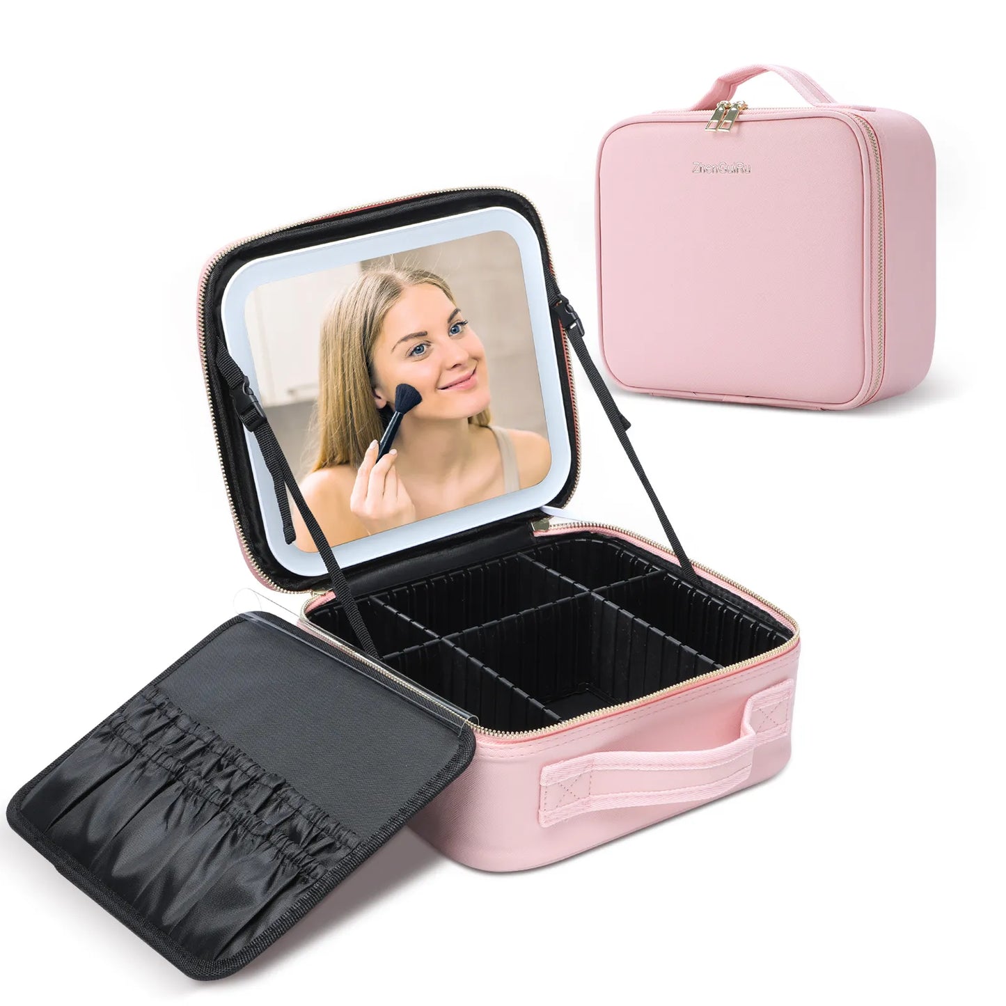 LED Mirror Cosmetic Travel Bag