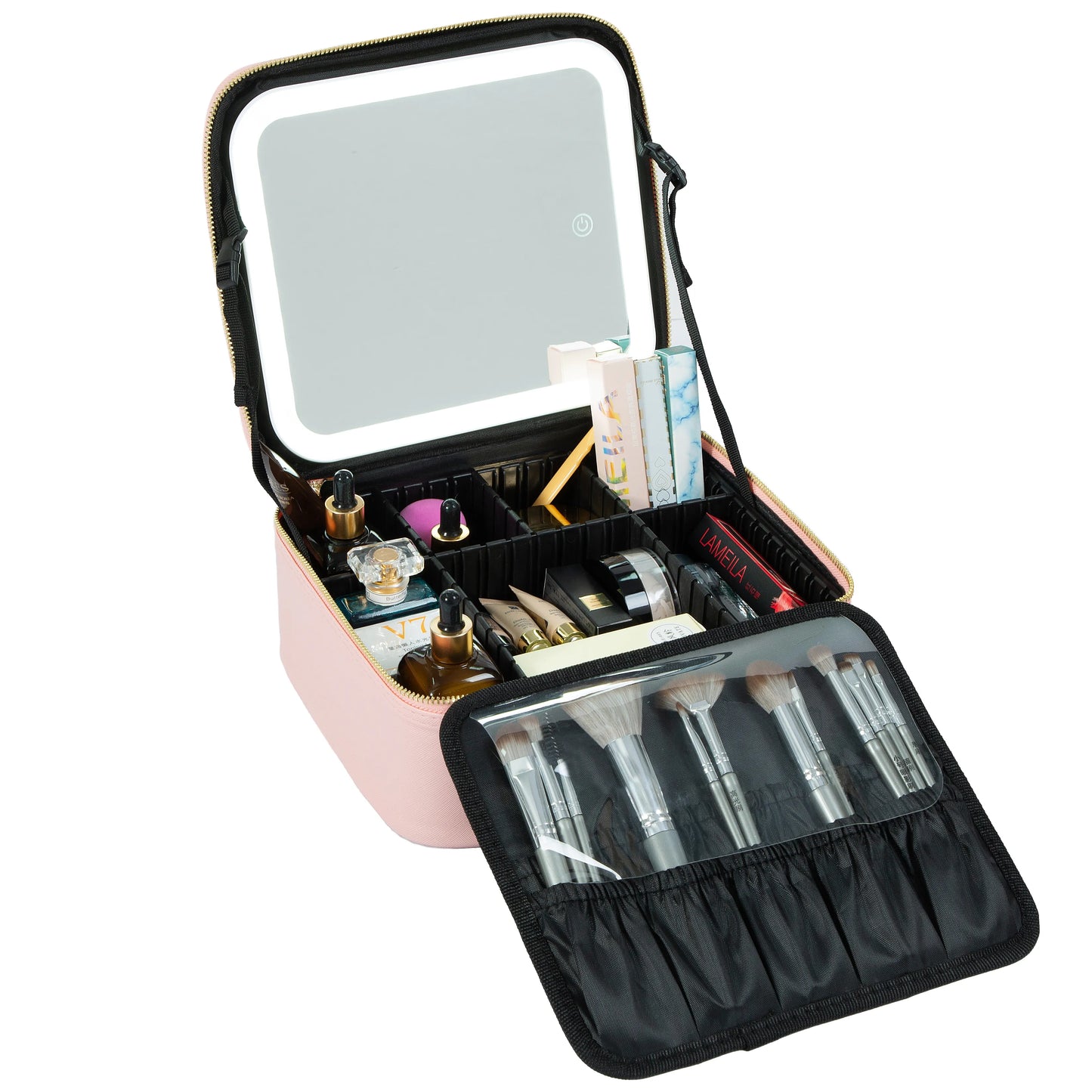 LED Mirror Cosmetic Travel Bag
