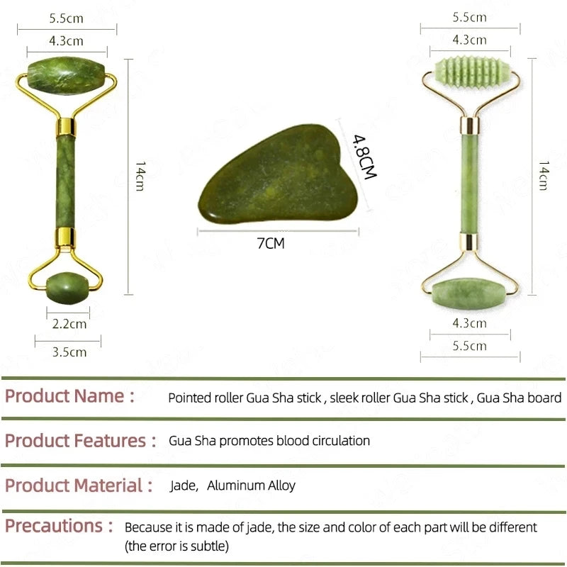Green Gua Sha Face Massage Roller