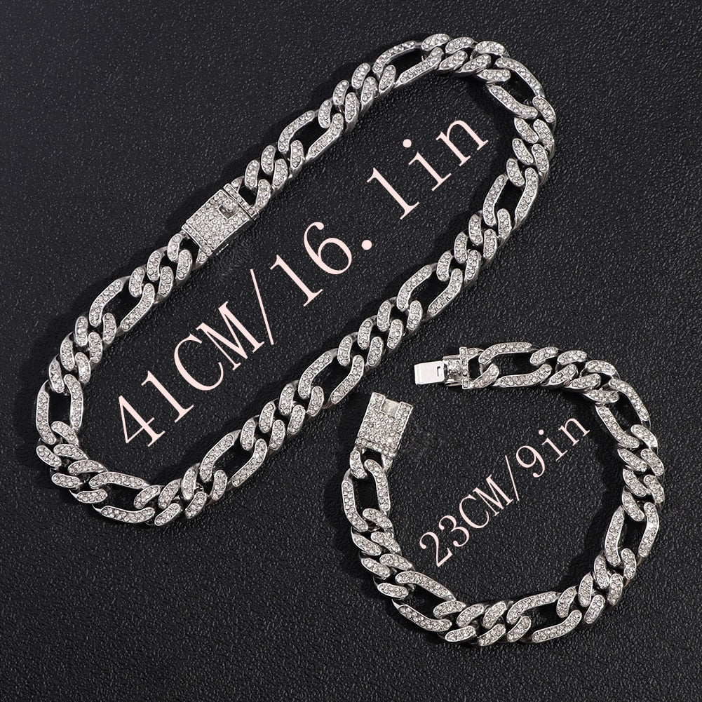 Iced Out Miami Cuban Chain Necklace and Jewelry Sets