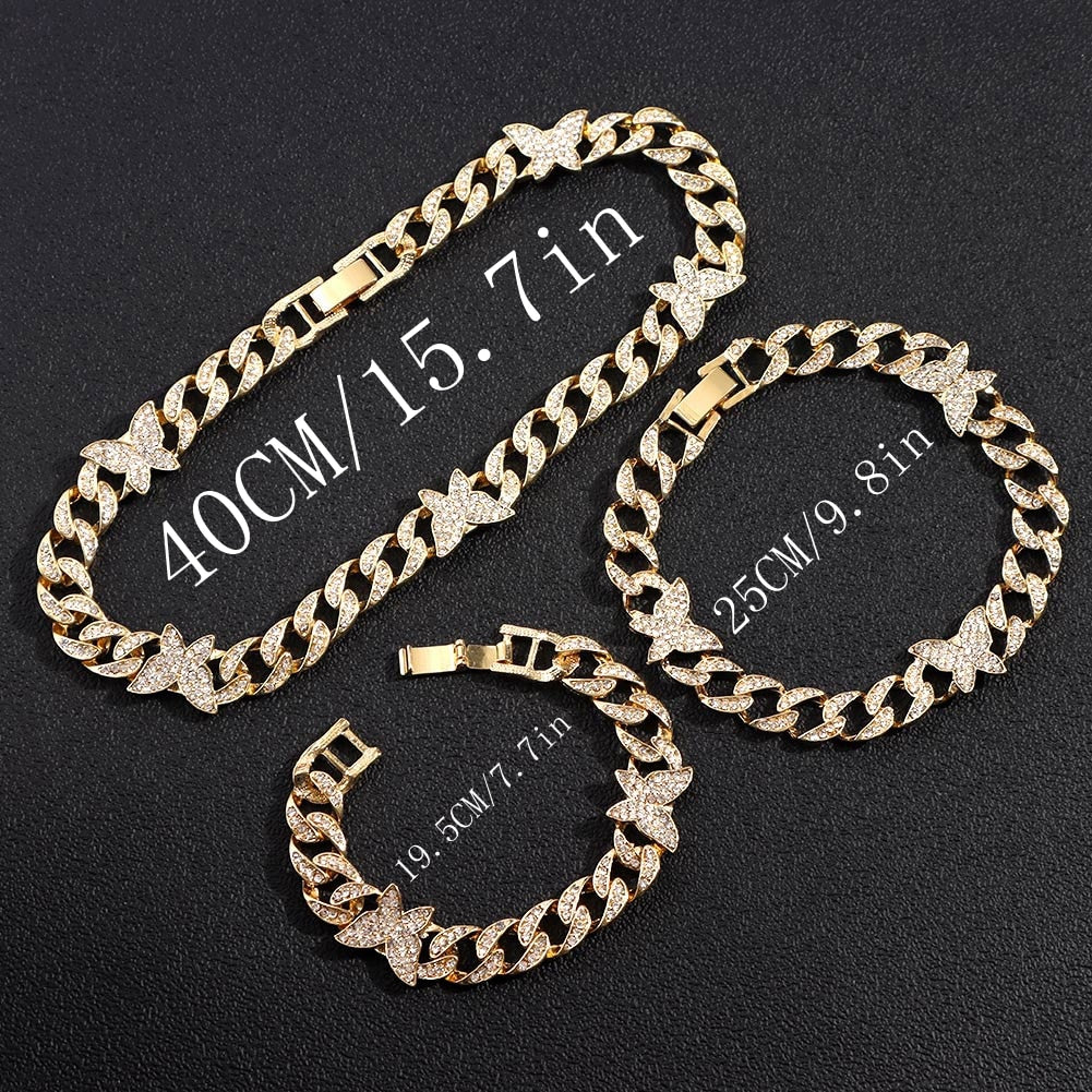 Iced Out Miami Cuban Chain Necklace and Jewelry Sets