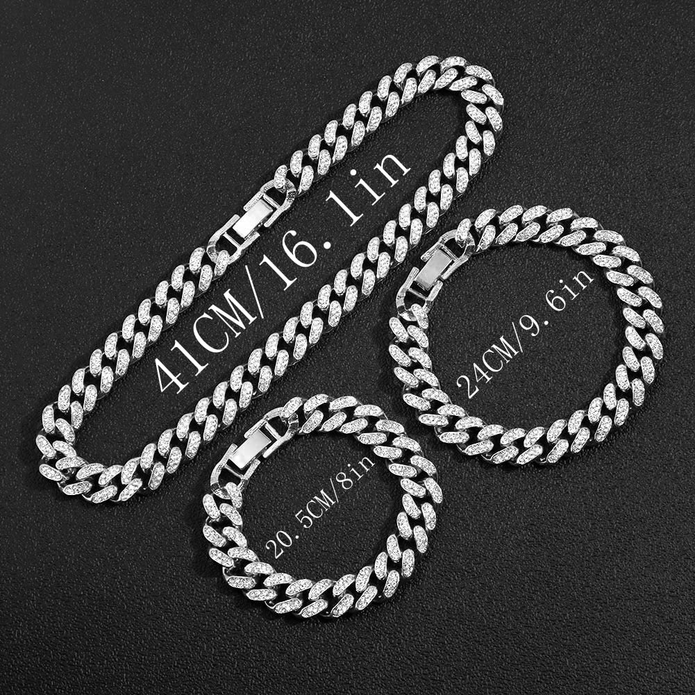 Iced Out Miami Cuban Chain Necklace and Jewelry Sets