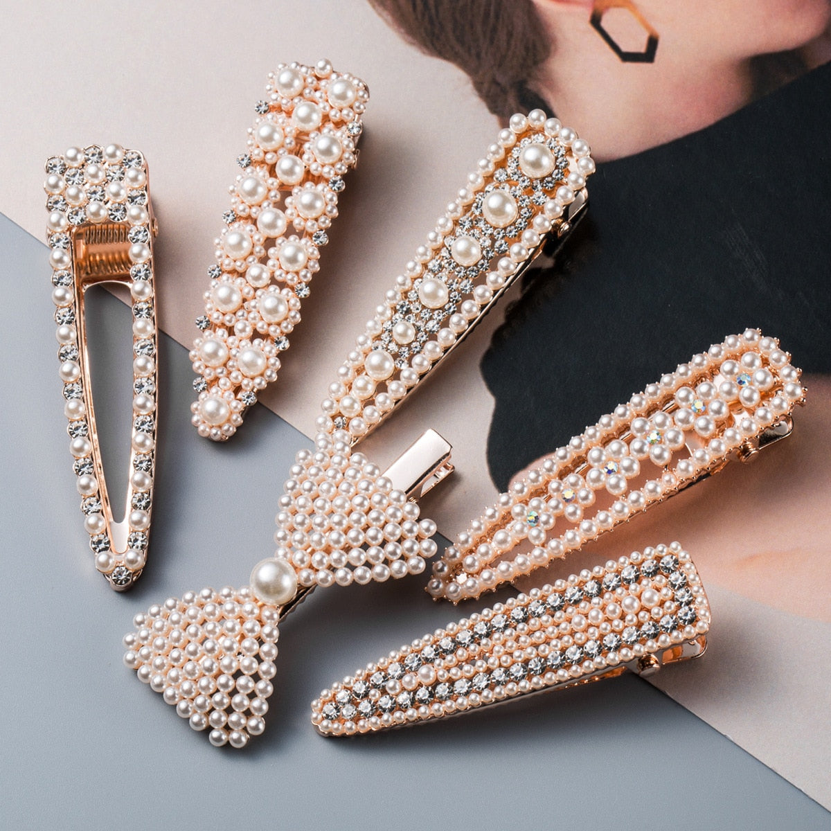 Crystal Pearl Hair Clips