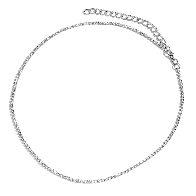 Caraquet Iced out A-Z Letter Silver Diamond Tennis Necklace