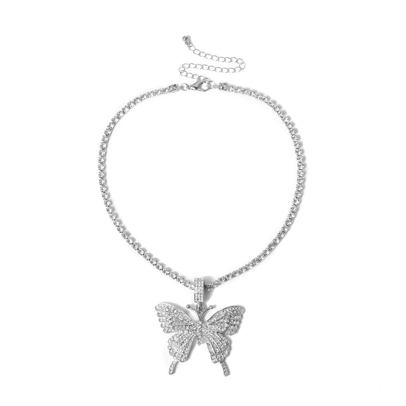 Cubic Iced Out Butterfly Necklace