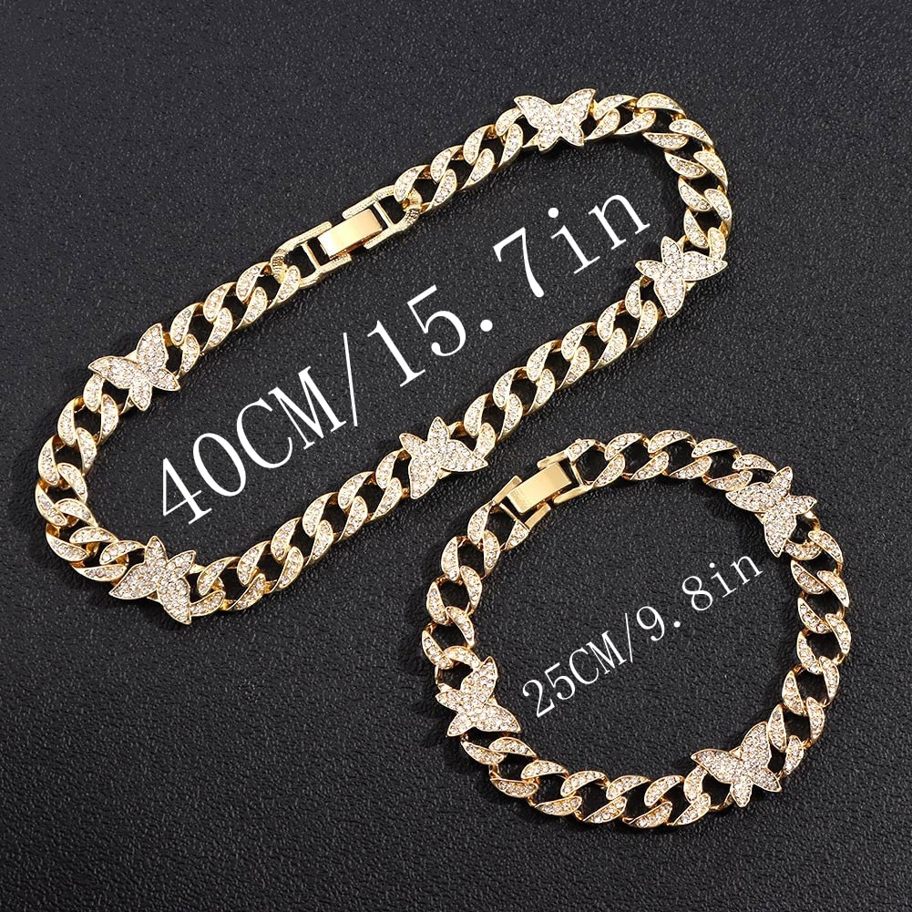 Iced Out Miami Cuban Chain Necklace and Jewelry Sets