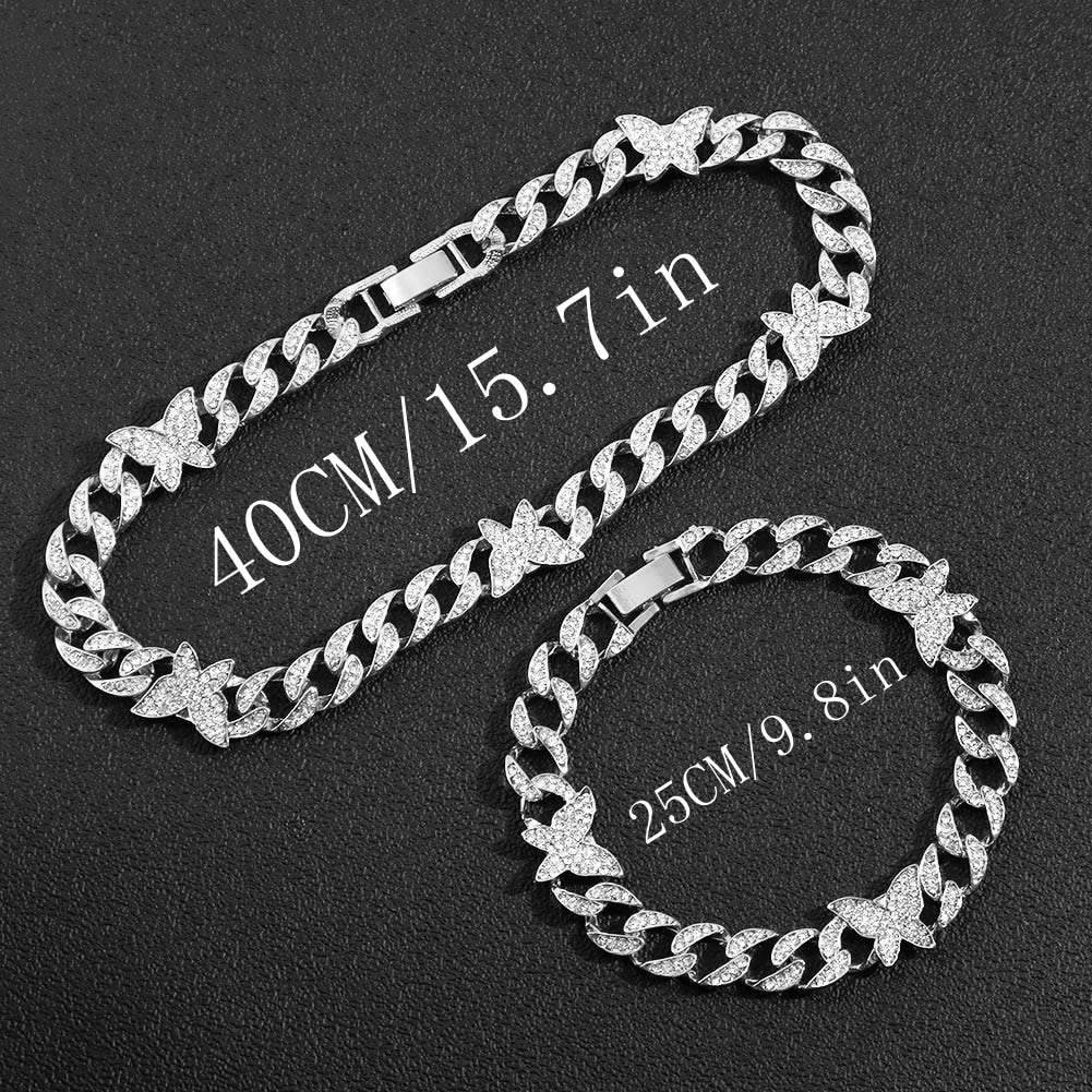 Iced Out Miami Cuban Chain Necklace and Jewelry Sets