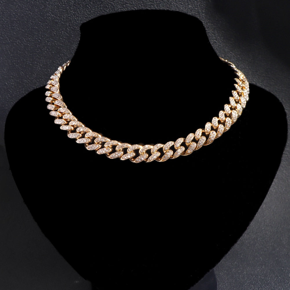 Iced Out Miami Cuban Chain Necklace and Jewelry Sets