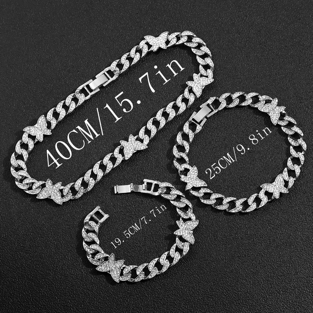 Iced Out Miami Cuban Chain Necklace and Jewelry Sets