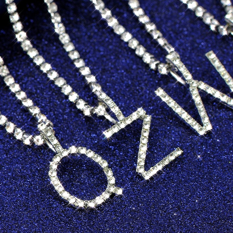Caraquet Iced out A-Z Letter Silver Diamond Tennis Necklace