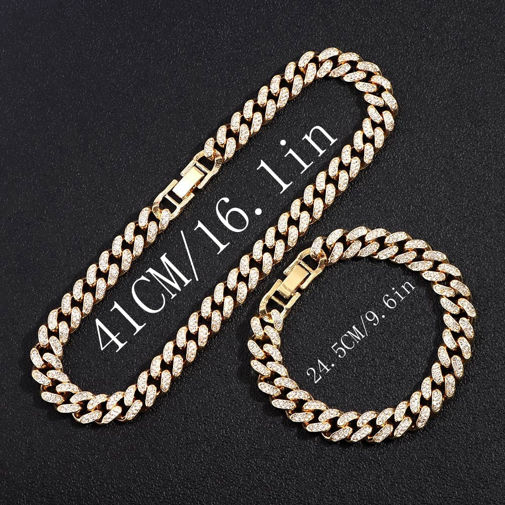 Iced Out Miami Cuban Chain Necklace and Jewelry Sets