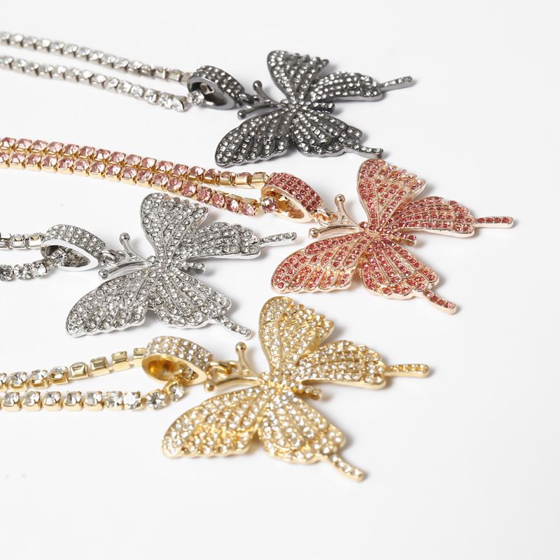 Cubic Iced Out Butterfly Necklace