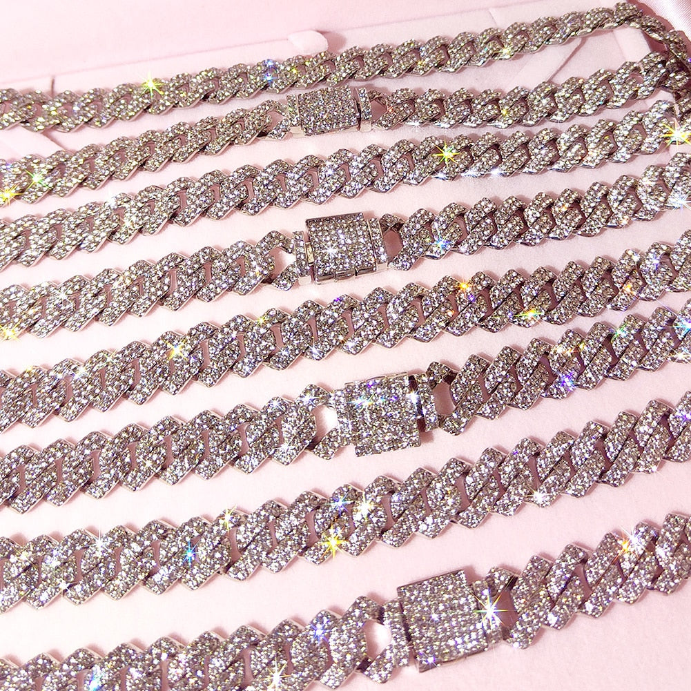 Iced Out 14mm Prong Cuban Link Chain Necklace