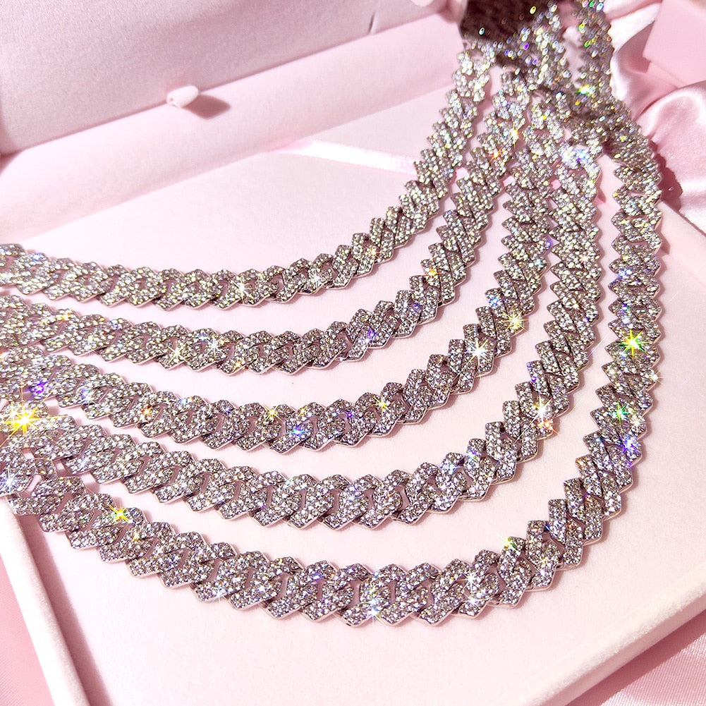 Iced Out 14mm Prong Cuban Link Chain Necklace