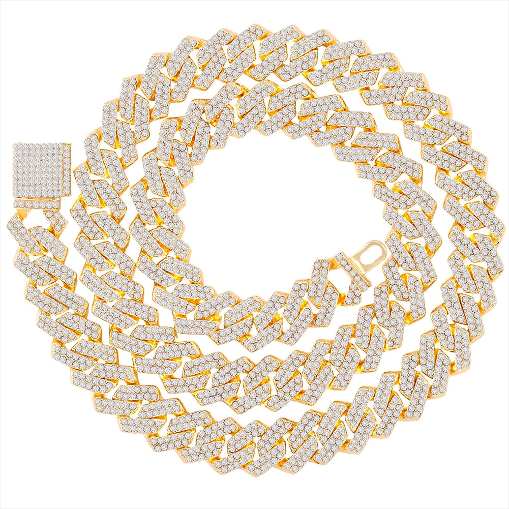 Iced Out 14mm Prong Cuban Link Chain Necklace