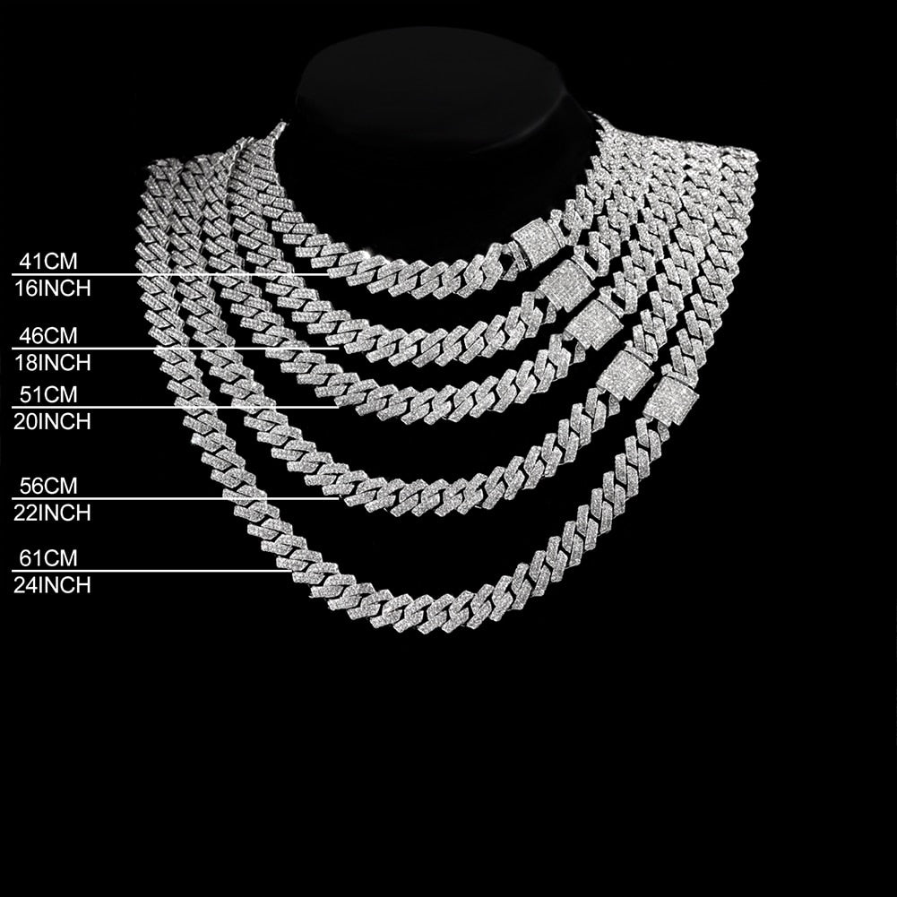 Iced Out 14mm Prong Cuban Link Chain Necklace