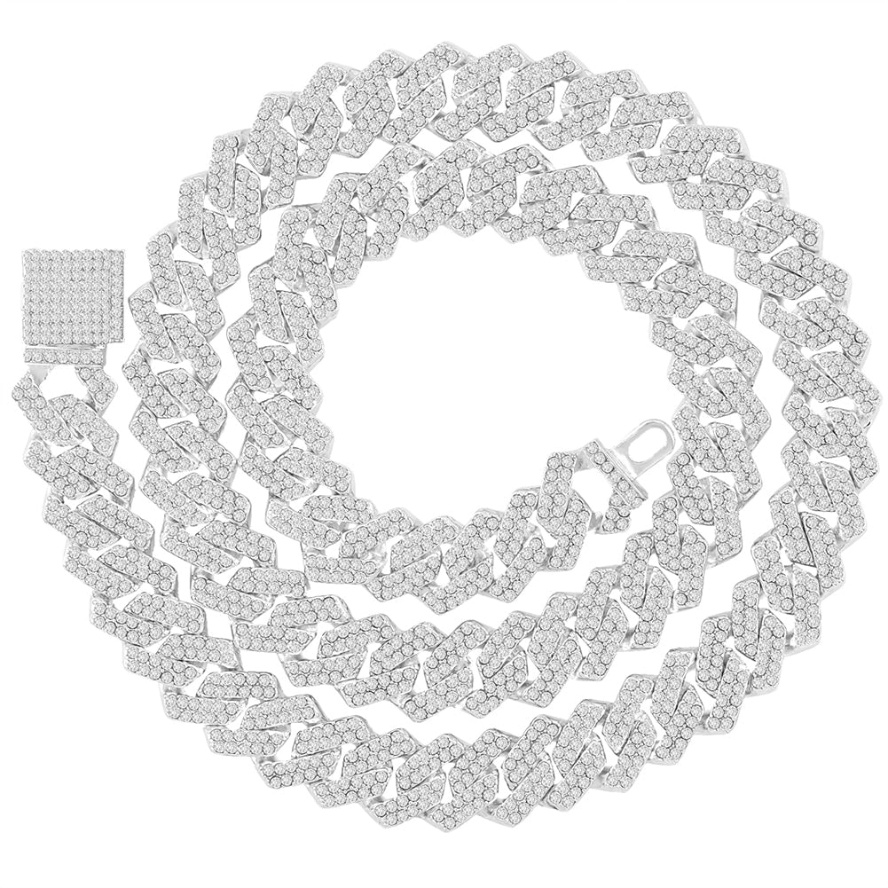 Iced Out 14mm Prong Cuban Link Chain Necklace