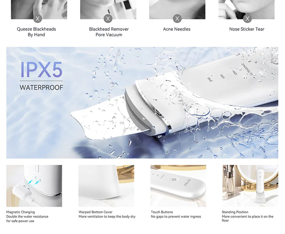 IPX5 Ultrasonic Skin Scrubber