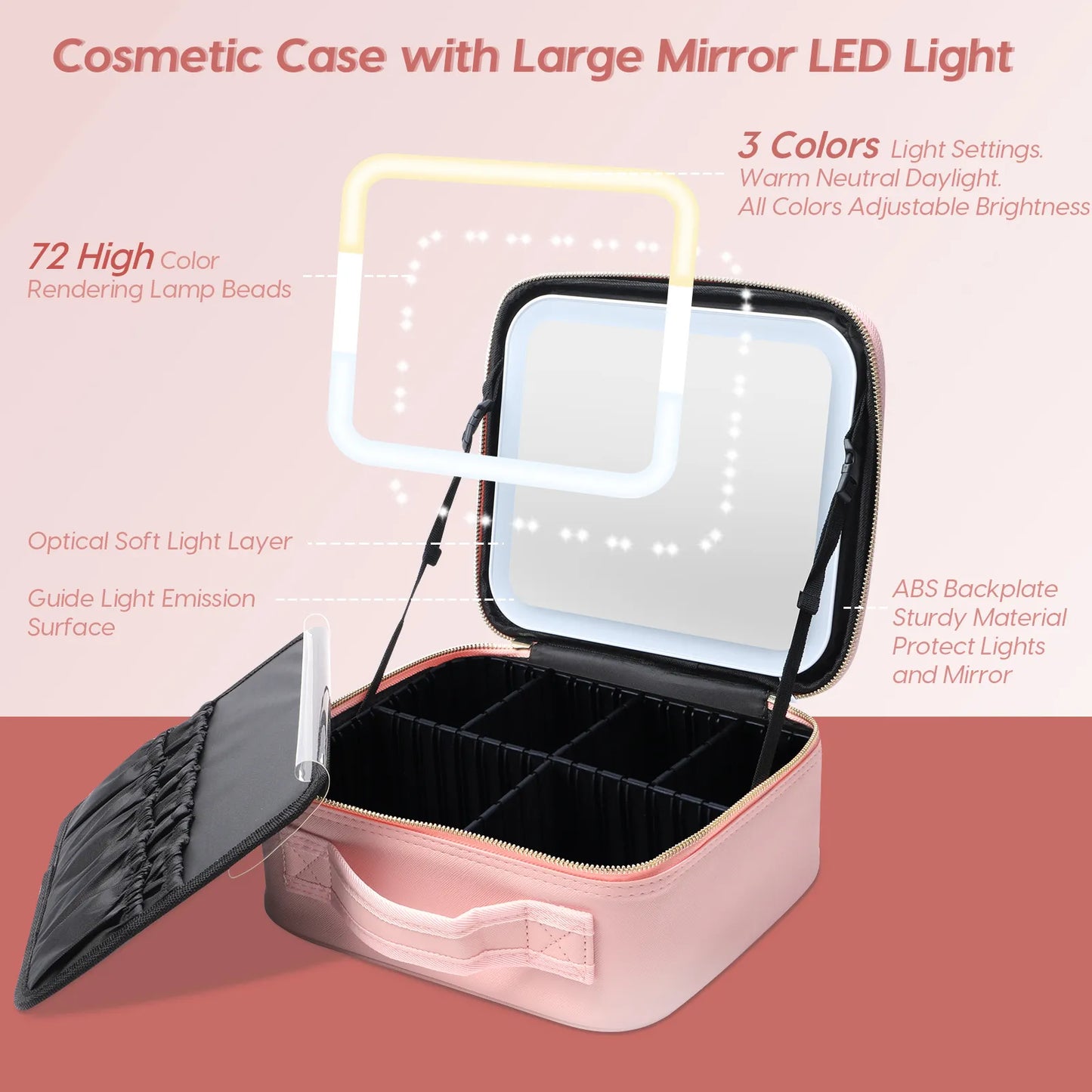 LED Mirror Cosmetic Travel Bag