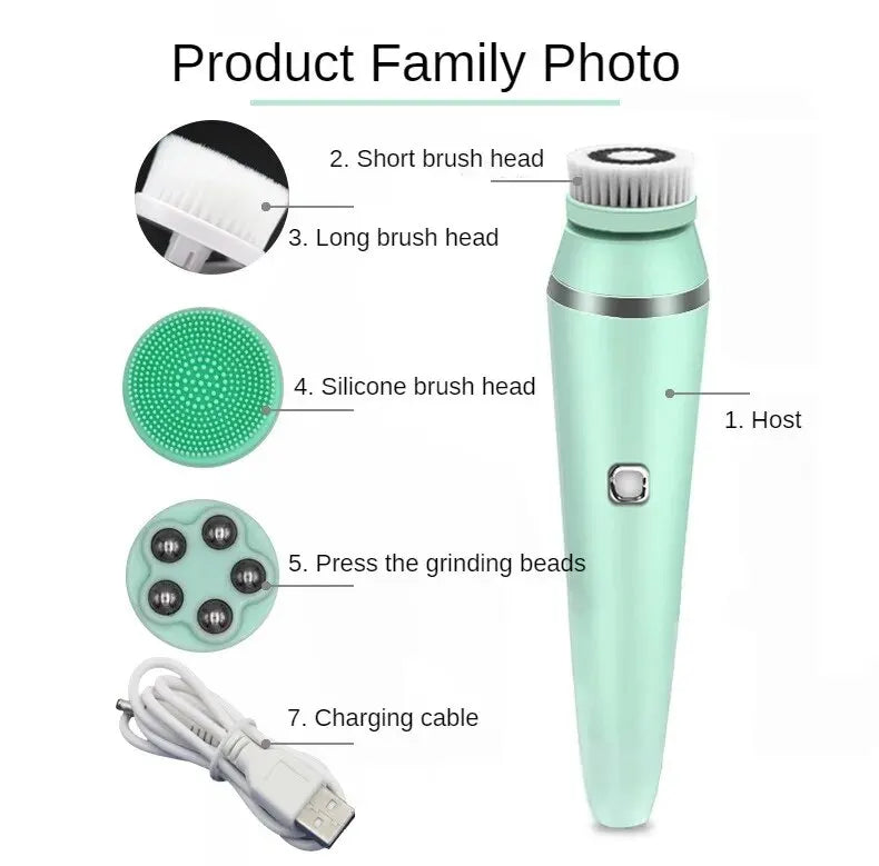 Pastel Green 4 in 1 Electric Facial Cleansing Brush Sonic
