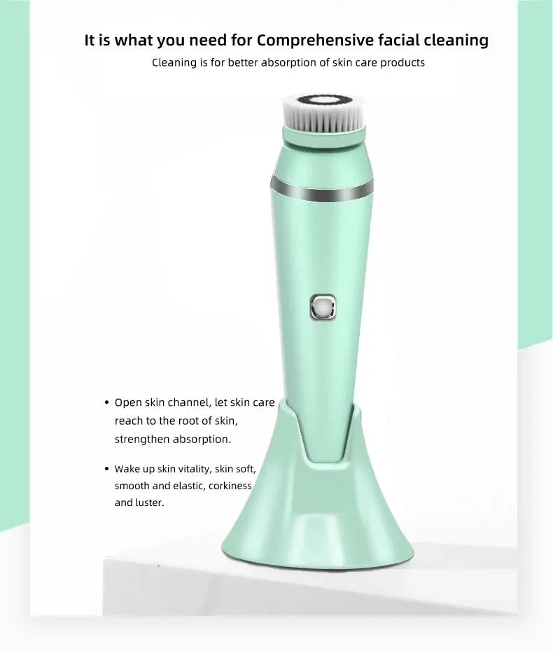 Pastel Green 4 in 1 Electric Facial Cleansing Brush Sonic