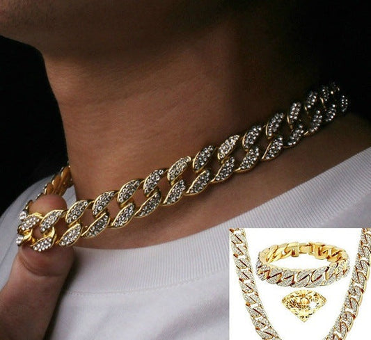 Cuban Necklace & Bracelet Jewelry Set