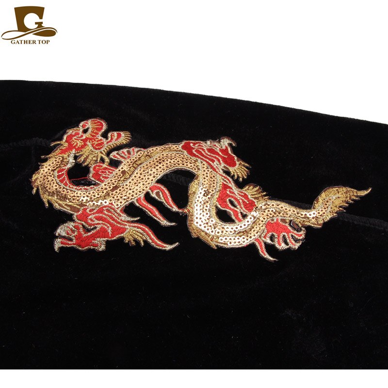 Fashion Velvet China Dragon Pattern Durag Breathable Bandana Long Tail Headwrap Women And Men Solid Color Hip Hop Turban