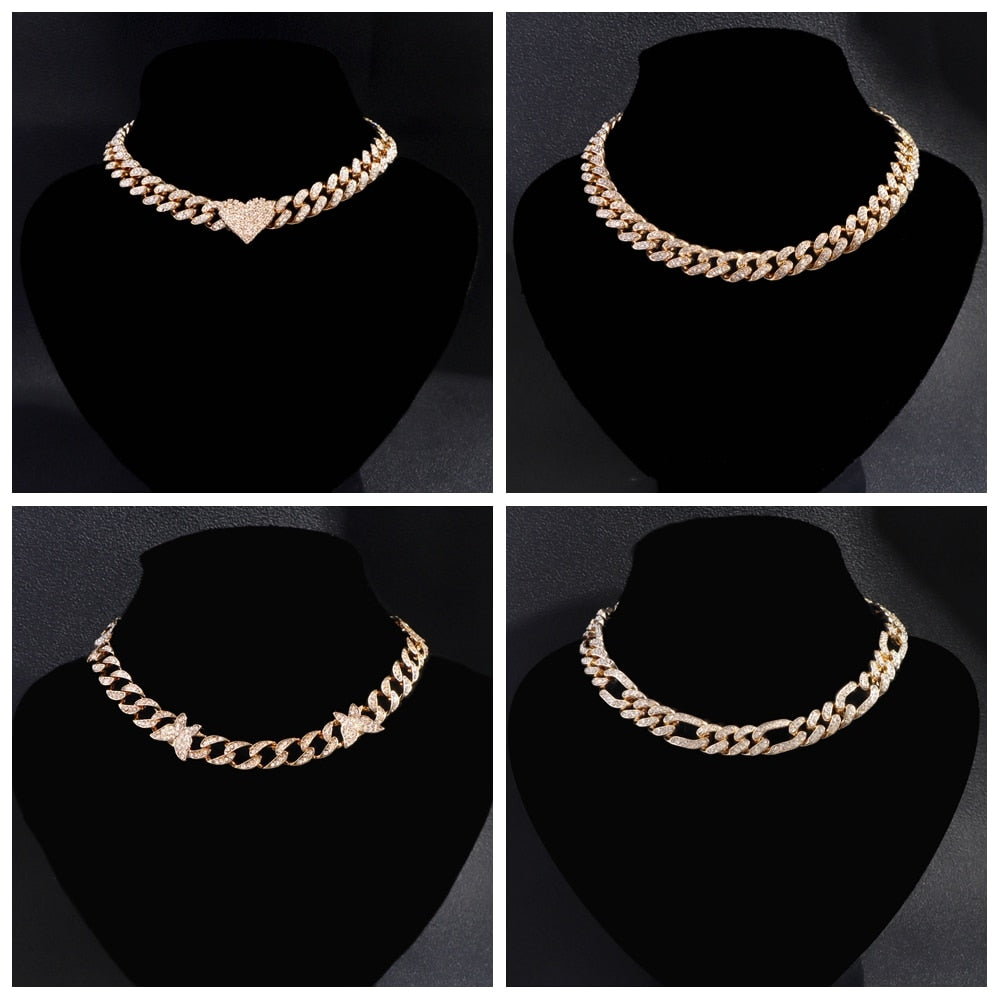 Iced Out Miami Cuban Chain Necklace and Jewelry Sets