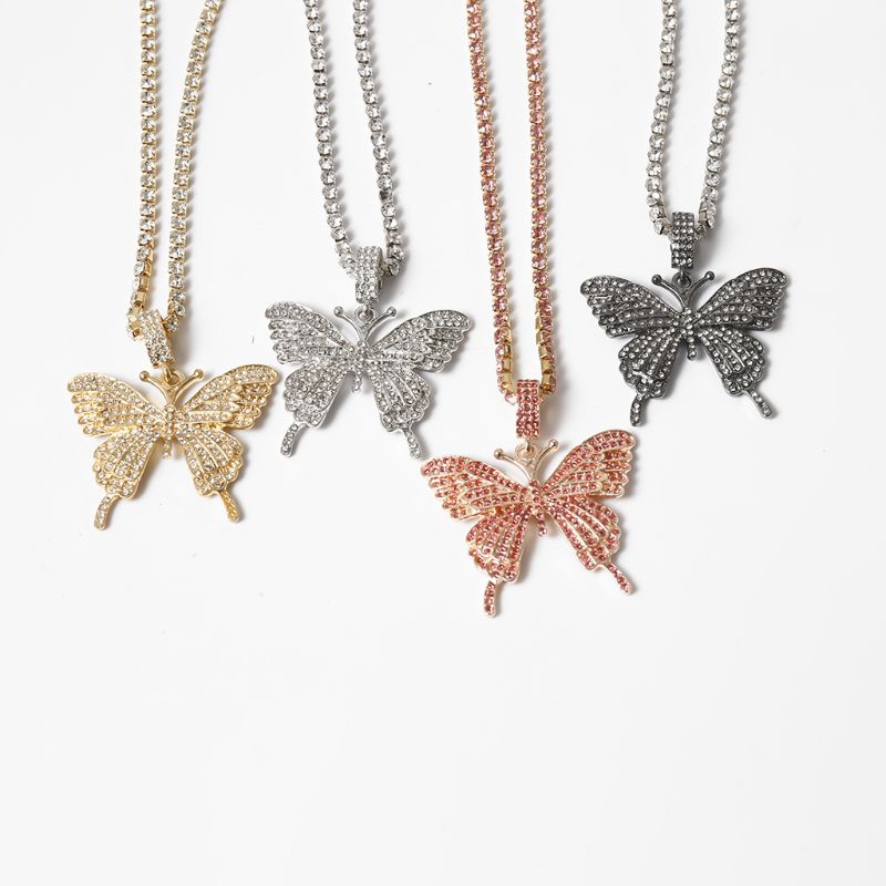Cubic Iced Out Butterfly Necklace
