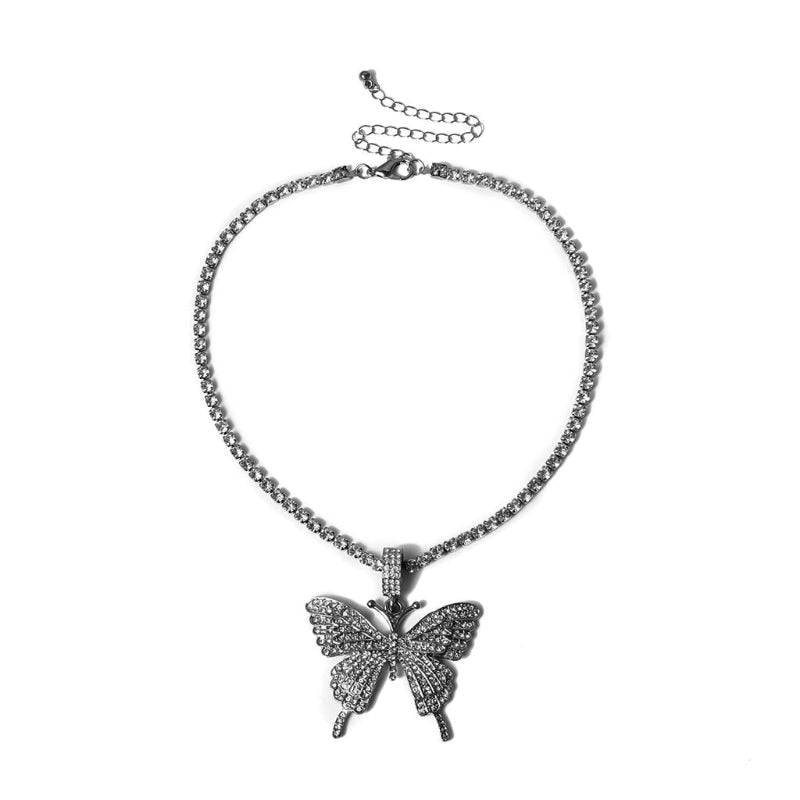 Cubic Iced Out Butterfly Necklace
