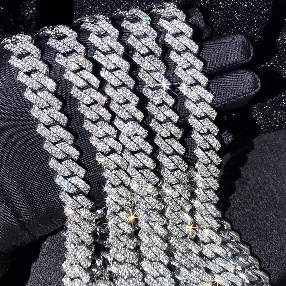 Iced Out 14mm Prong Cuban Link Chain Necklace